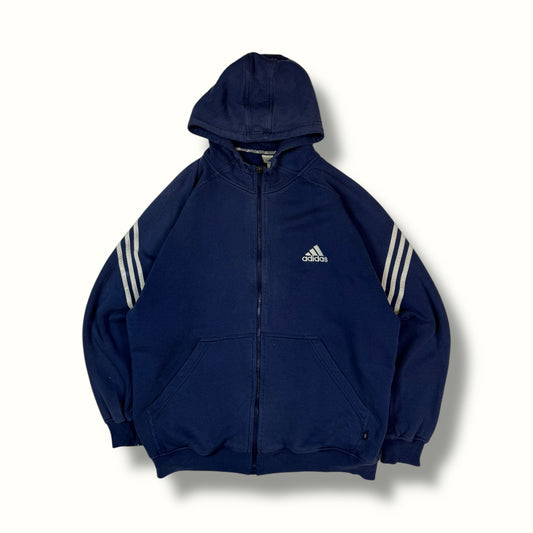 90s Adidas zip up hoodie navy blue