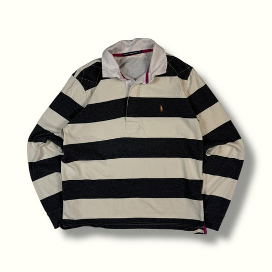 Ralph Lauren sport striped women's rugby polo navy and white
