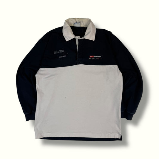 Vintage 00s reebok rugby polo white and navy 