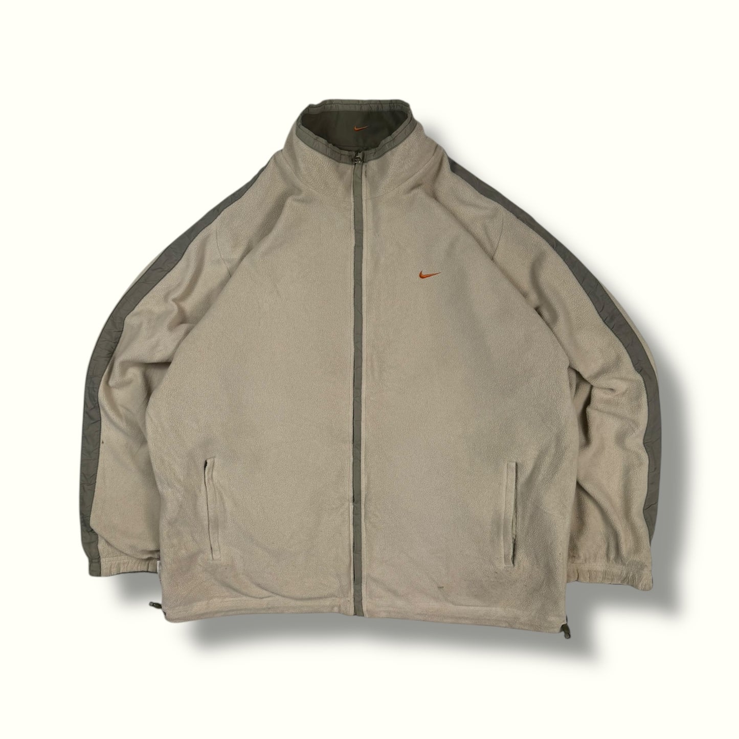 Y2K 2000s Nike reversible fleece jacket beige and khaki