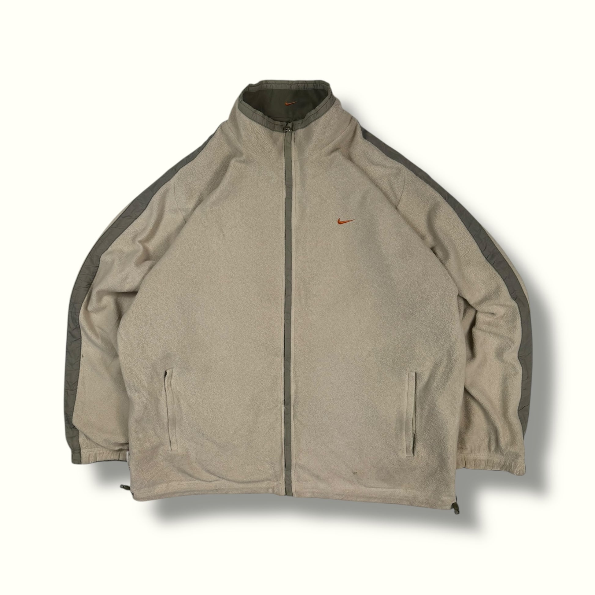 Y2K 2000s Nike reversible fleece jacket beige and khaki