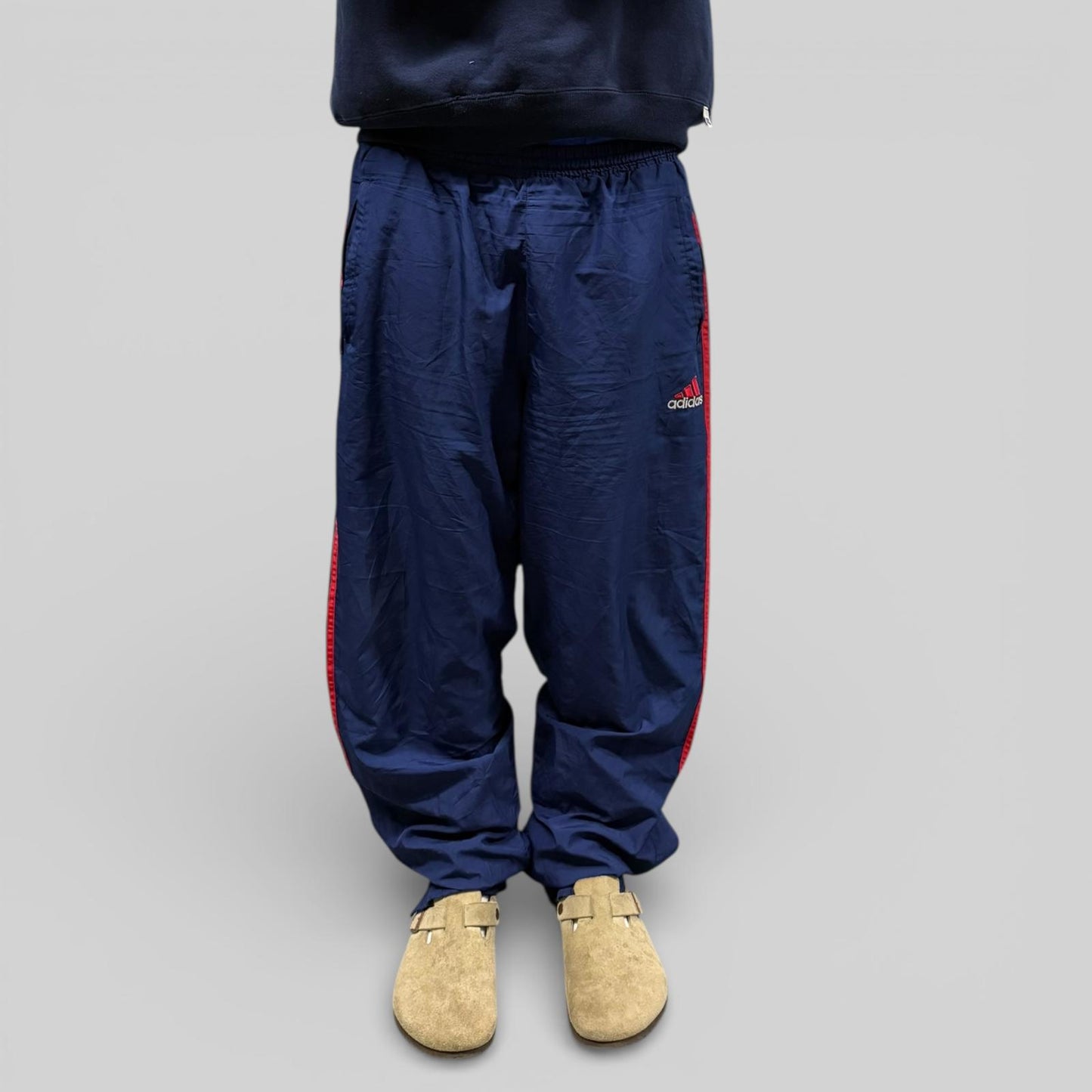 Vintage 90s adidas side stripe baggy track pants (XL)
