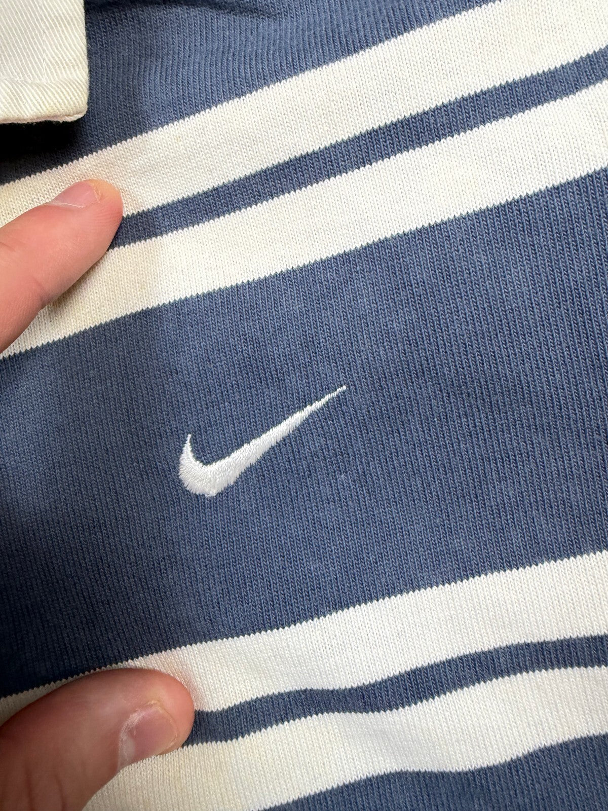 Vintage Y2K Nike striped short sleeve rugby polo shirt (L)
