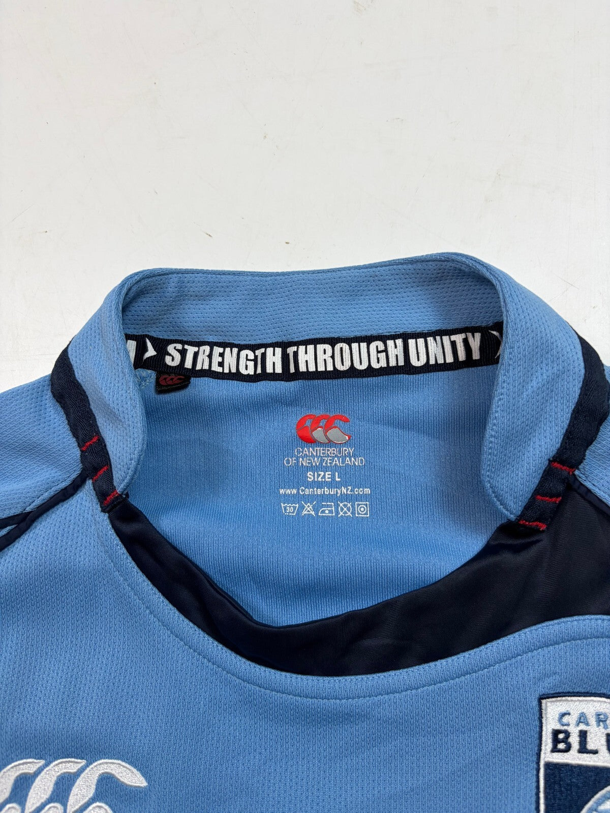 Vintage Cardiff Blues 2008/09 Canterbury home rugby shirt (L)