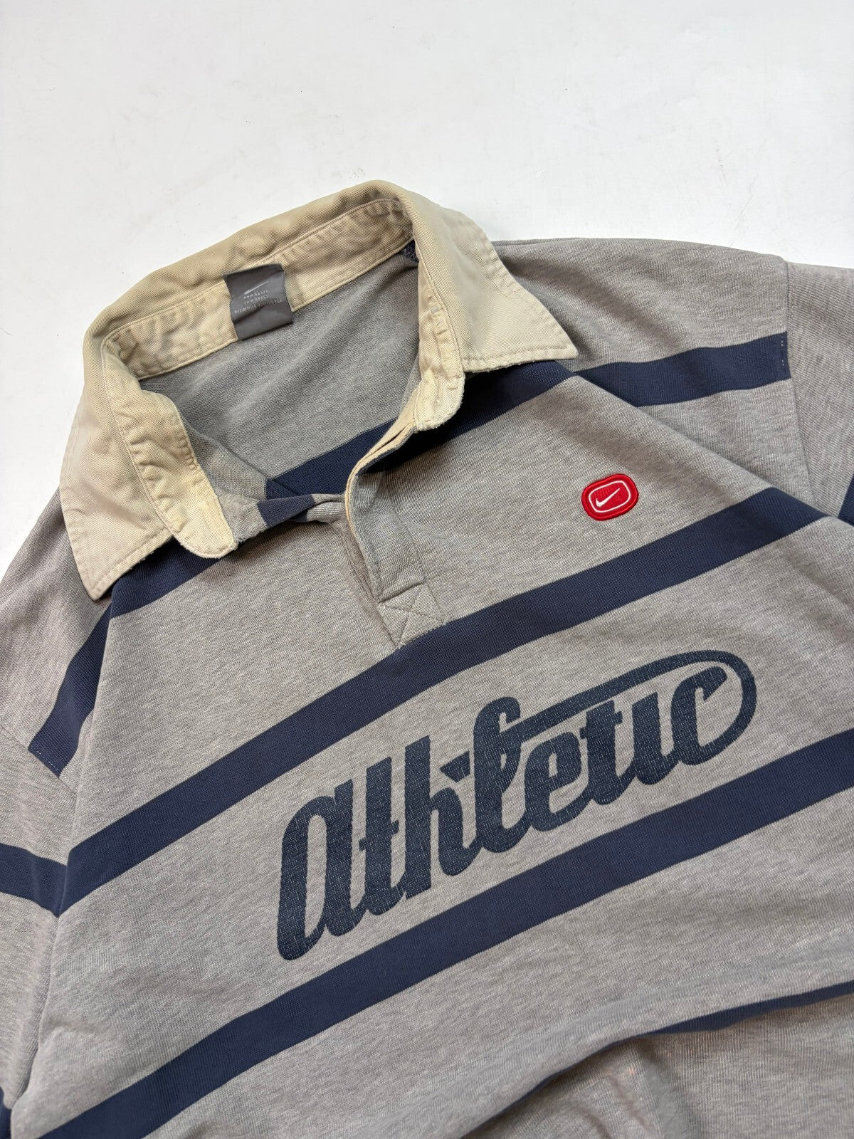 Vintage Y2K Nike athletic striped rugby polo shirt (XL)