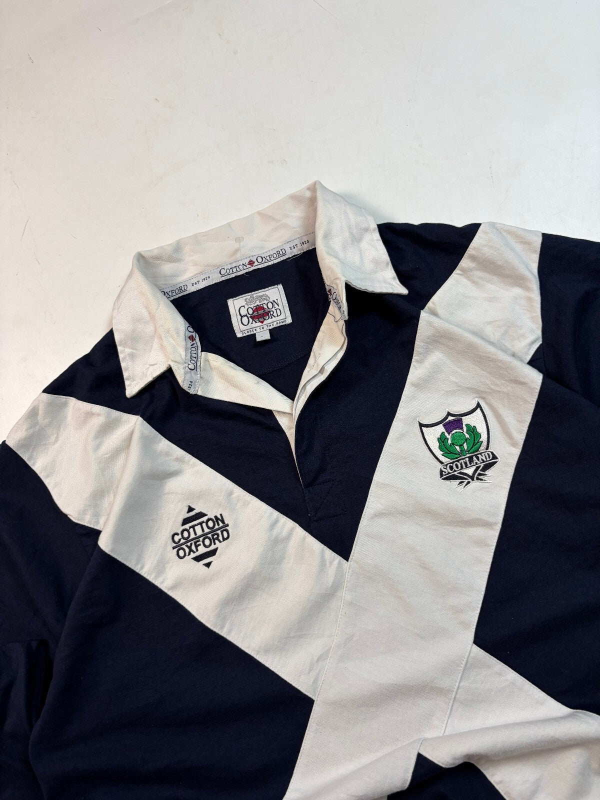 Vintage 90s Scotland cotton oxford supporters rugby shirt (L)
