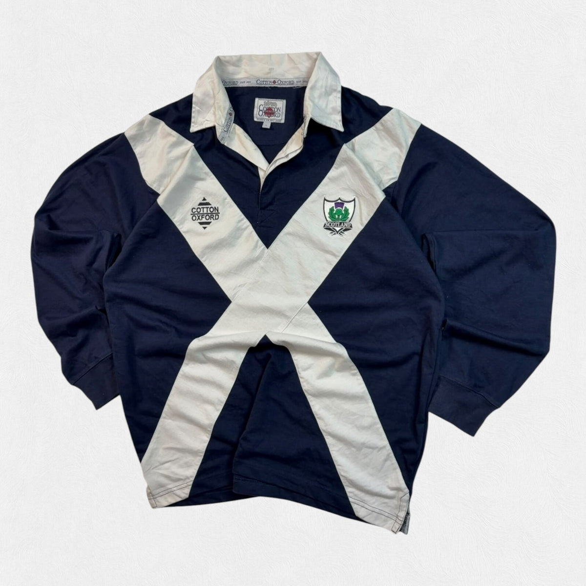 Vintage 90s Scotland cotton oxford supporters rugby shirt (L)