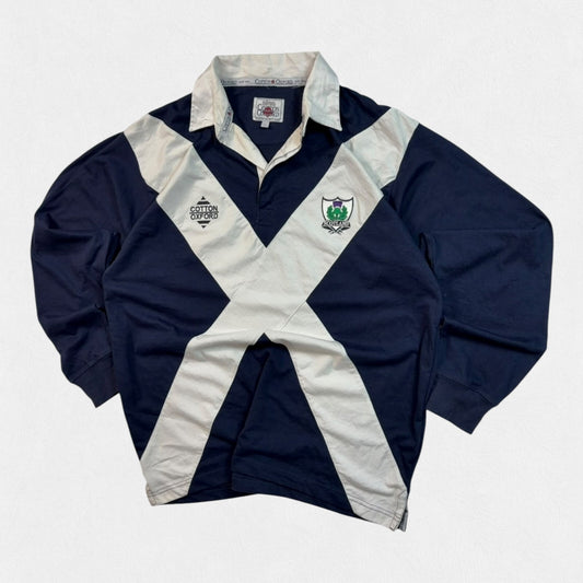 Vintage 90s Scotland cotton oxford supporters rugby shirt (L)