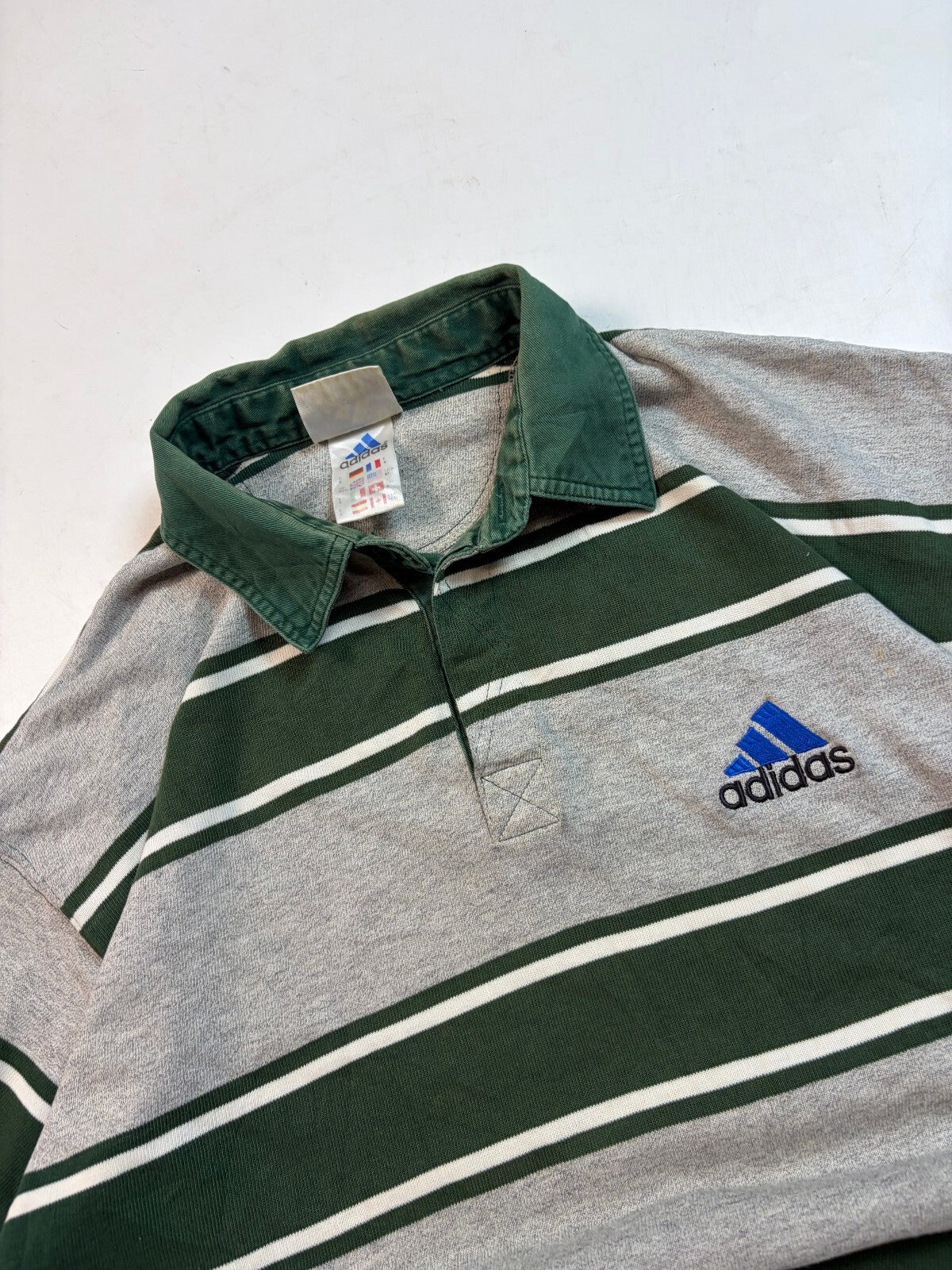 Vintage 90s adidas striped rugby polo shirt (M)