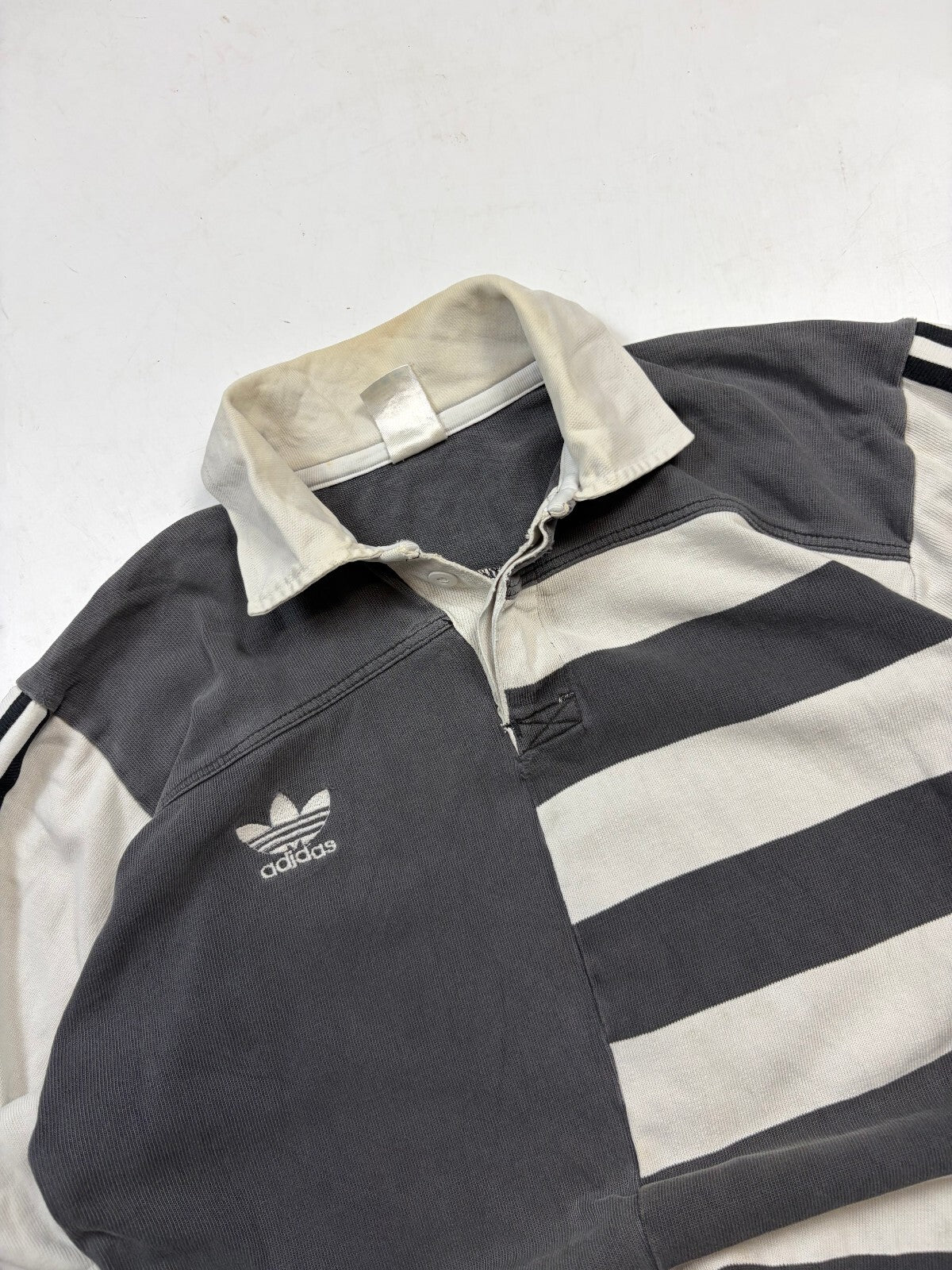 Vintage 90s adidas originals striped rugby polo (L)