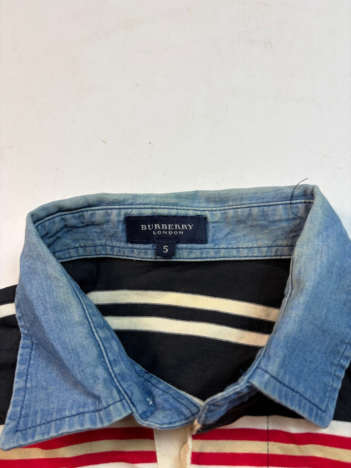 Vintage Y2K Burberry striped rugby polo shirt (M)