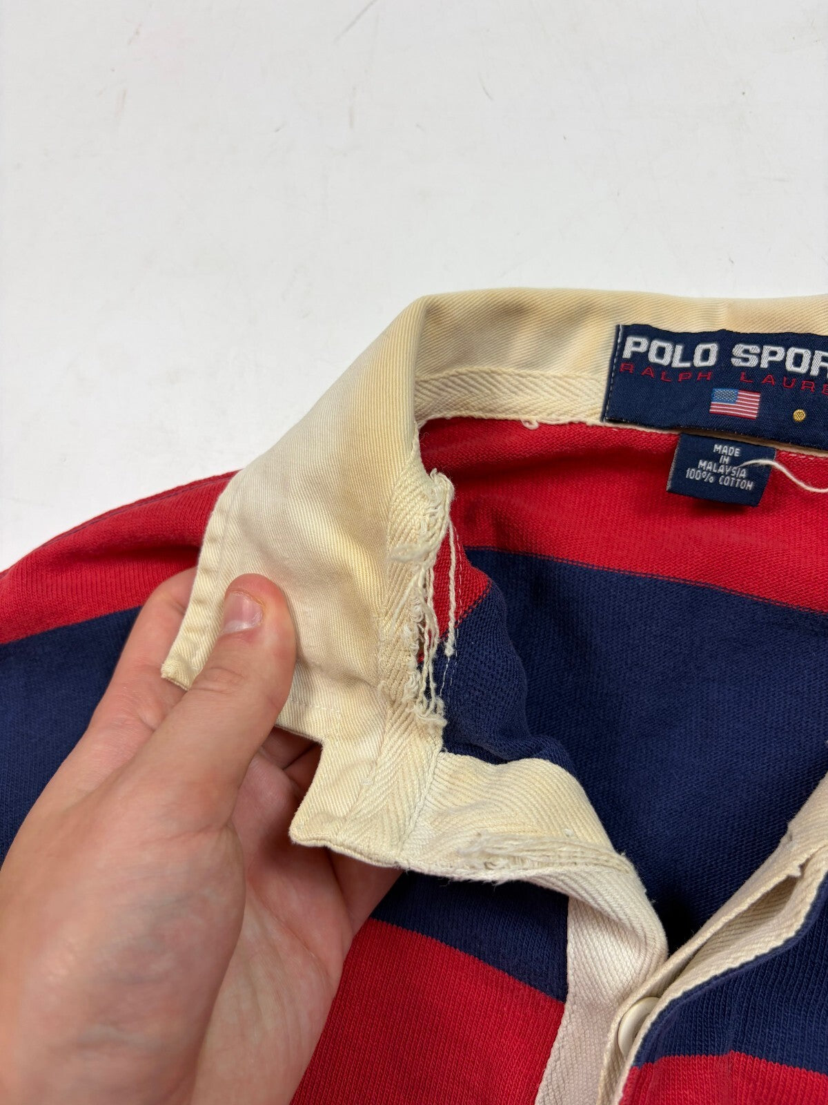 Vintage 90s Ralph Lauren Polo sport striped rugby polo (L)