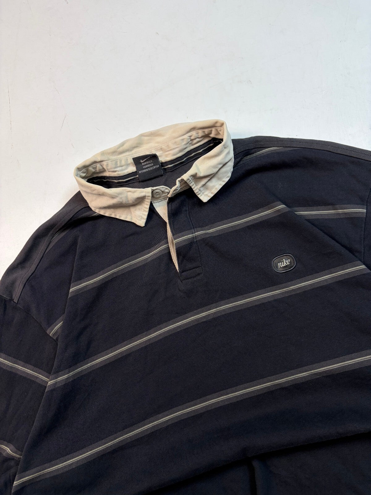 Vintage Y2K Nike striped rugby polo shirt (XL)