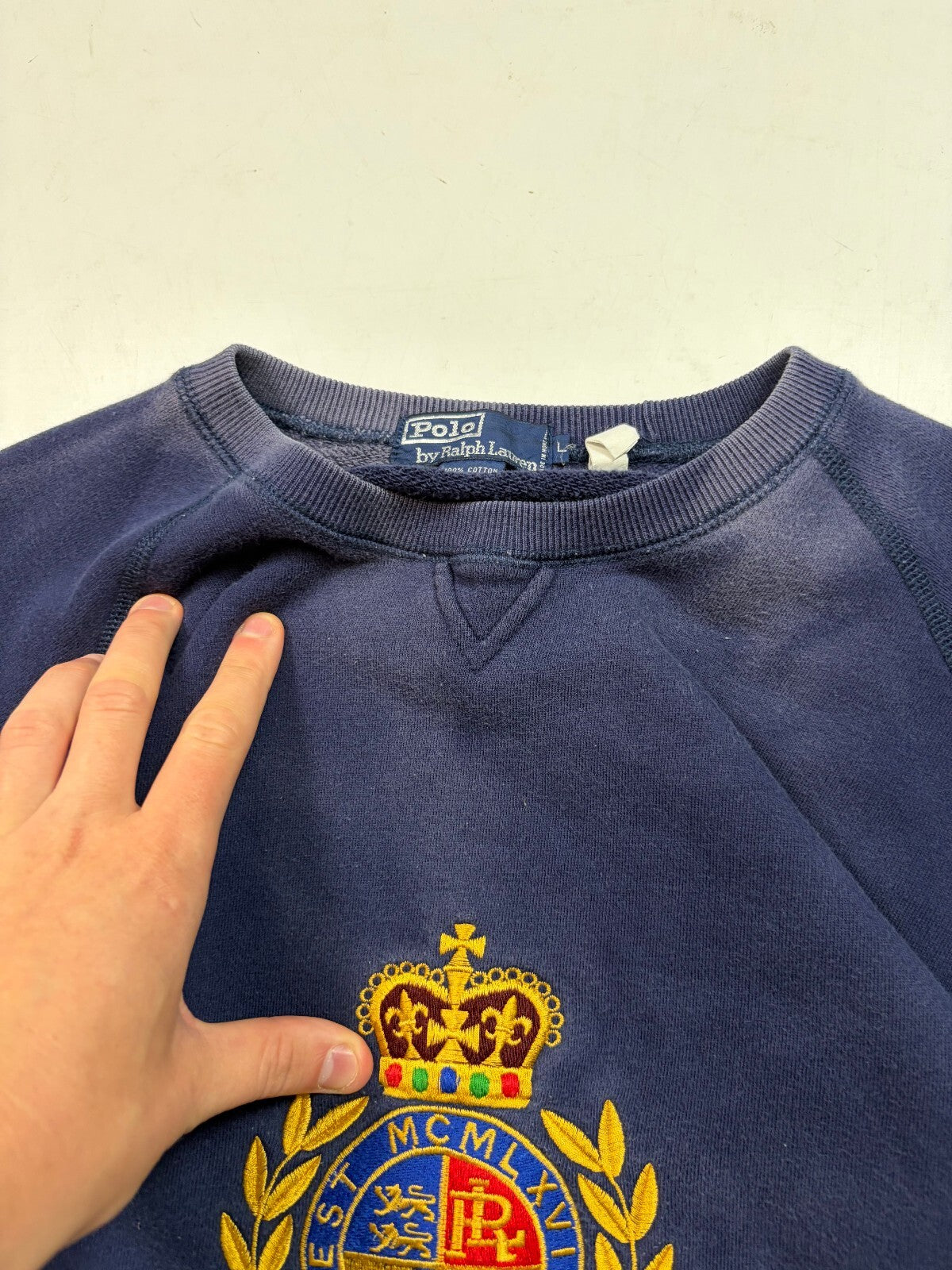 Vintage 90s Polo Ralph Lauren centre logo sweatshirt (L)