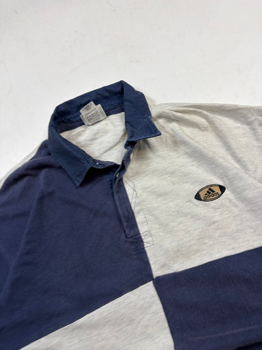 Vintage 90s adidas colour block rugby polo shirt (XXL)