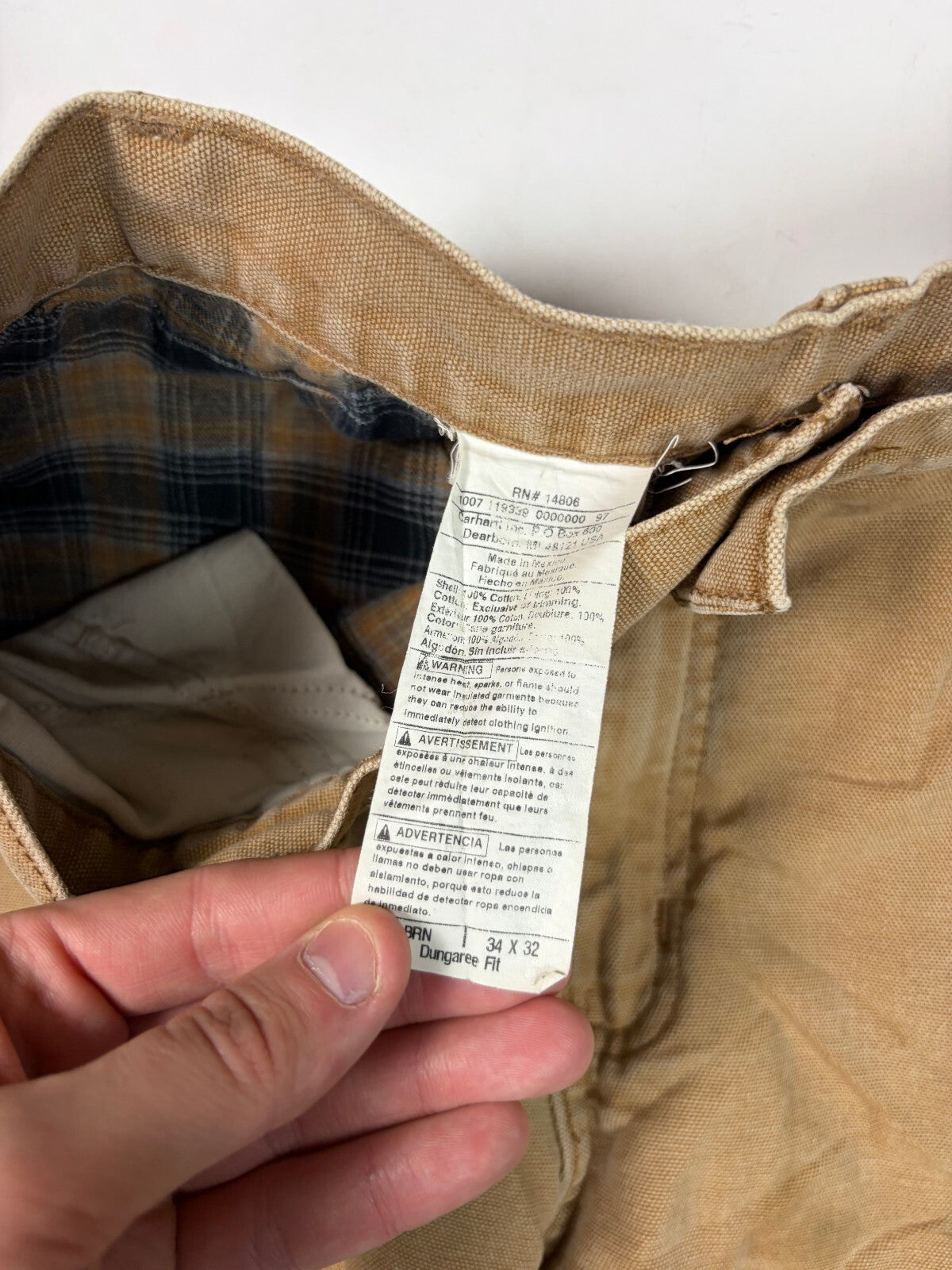 Vintage Carhartt fleece lined baggy carpenter pants (W34)