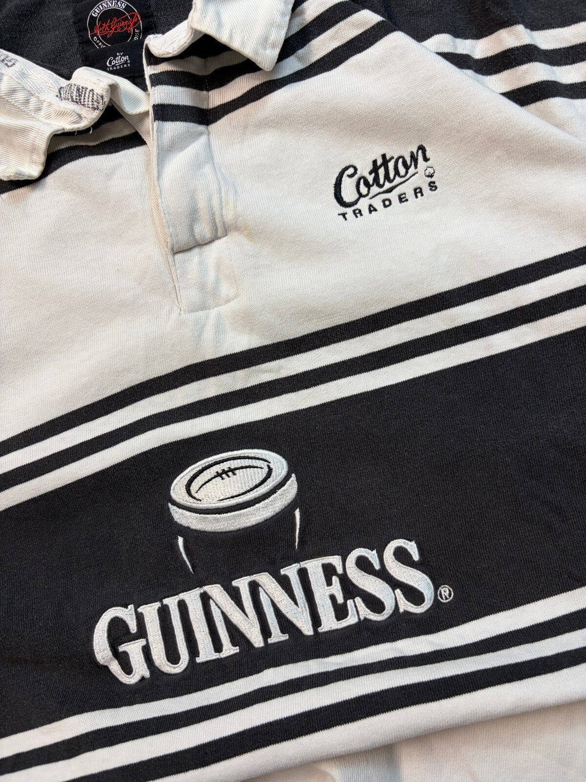 Vintage Guinness striped rugby polo shirt (XXL)