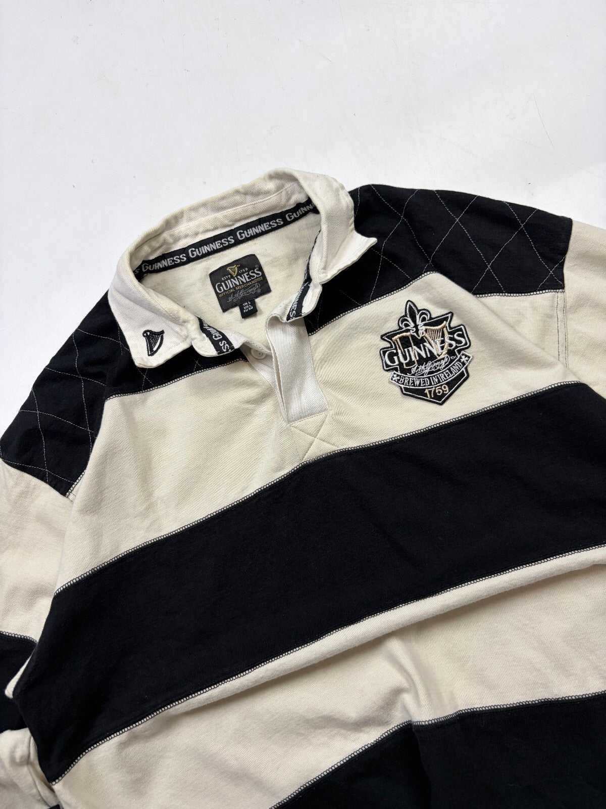 Vintage Guinness striped rugby polo shirt (L)