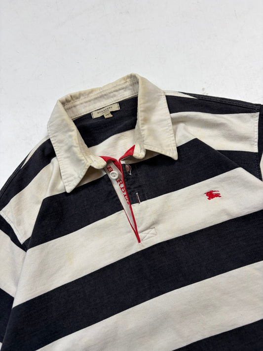 Vintage Burberry striped rugby polo shirt (XL)
