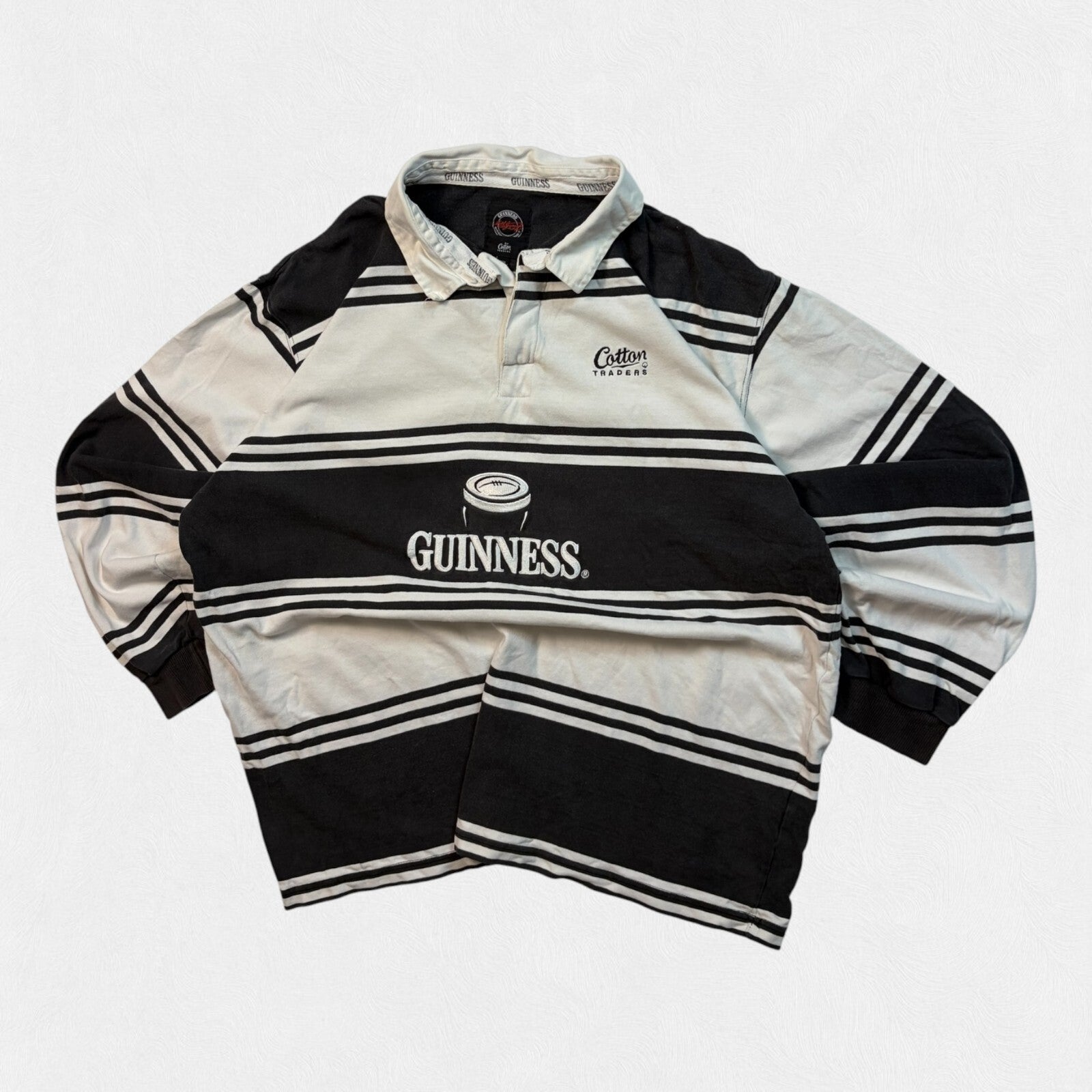 Vintage Guinness striped rugby polo shirt (XXL)