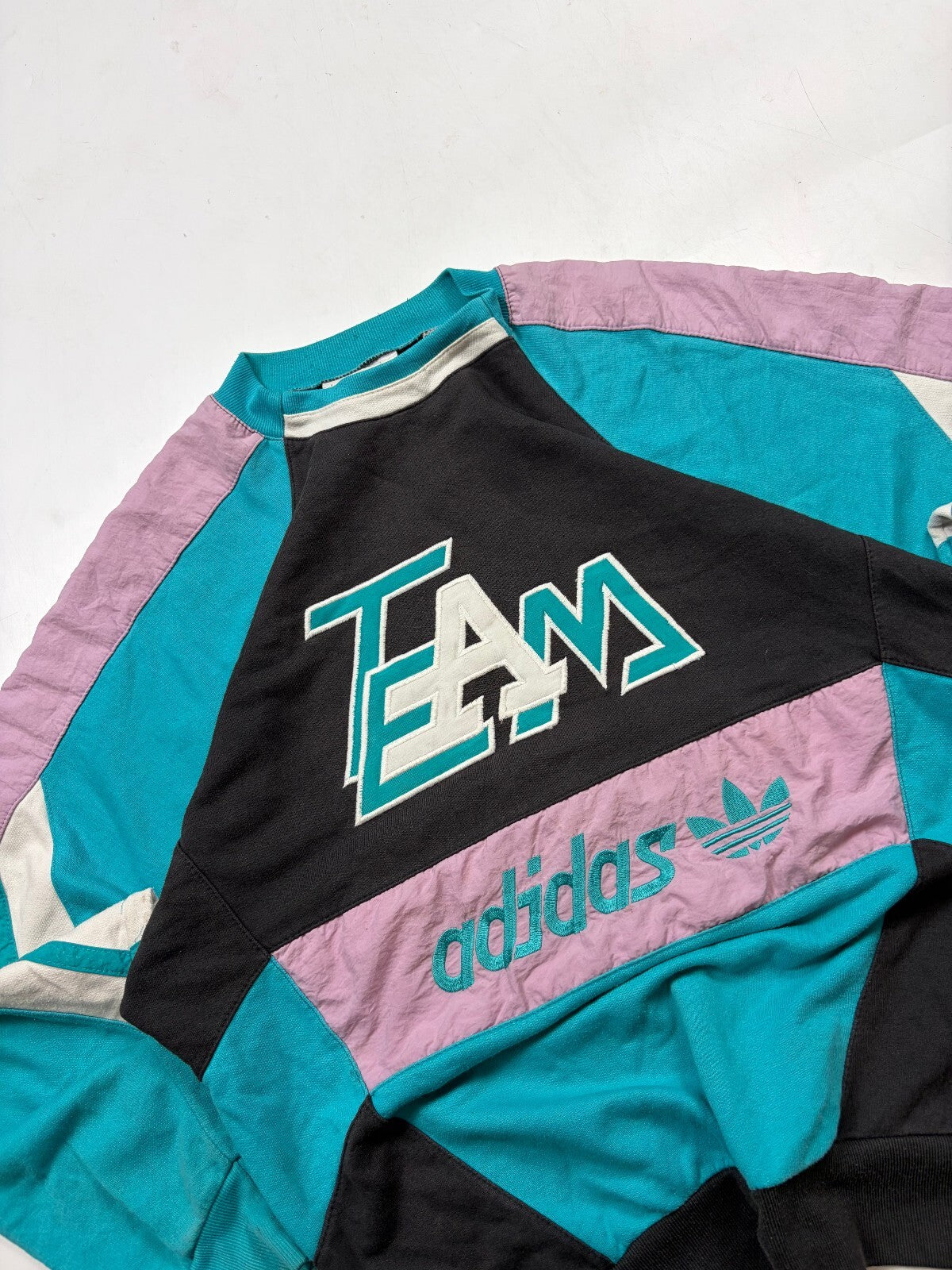 Vintage 80s Adidas originals team colour block sweatshirt (M)