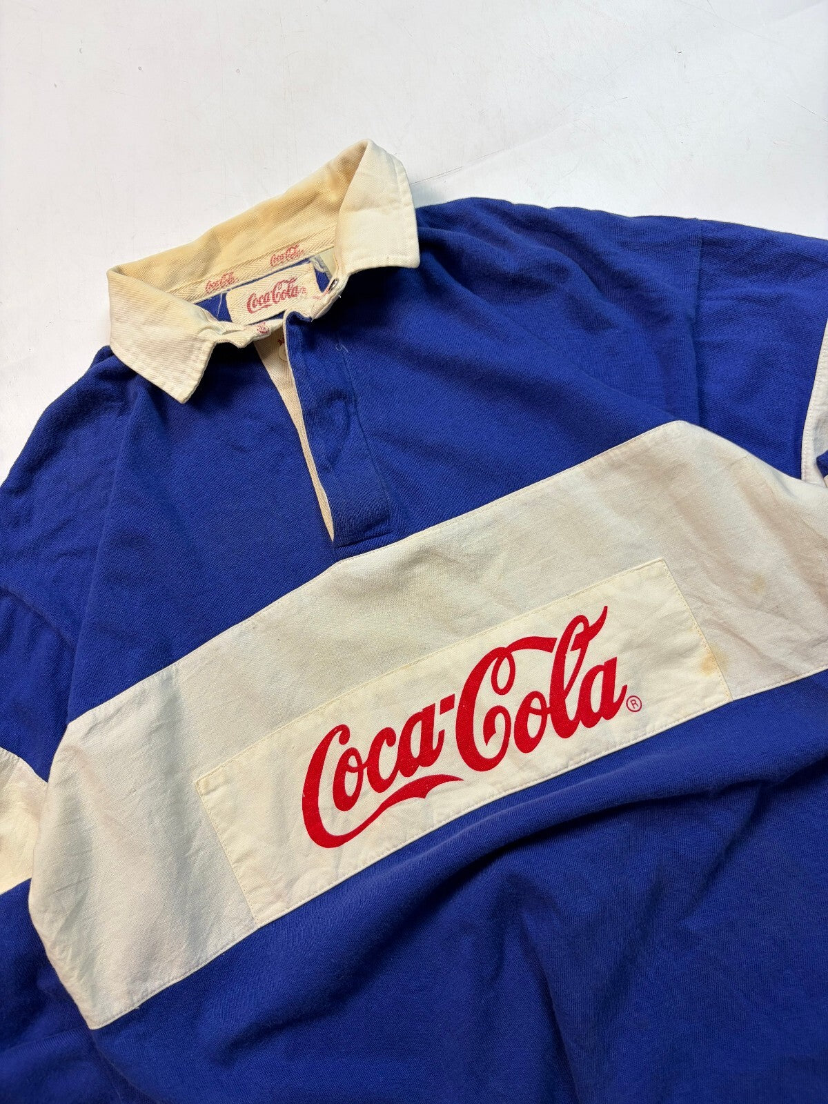 Vintage 90s Coca Cola rugby polo shirt (M)
