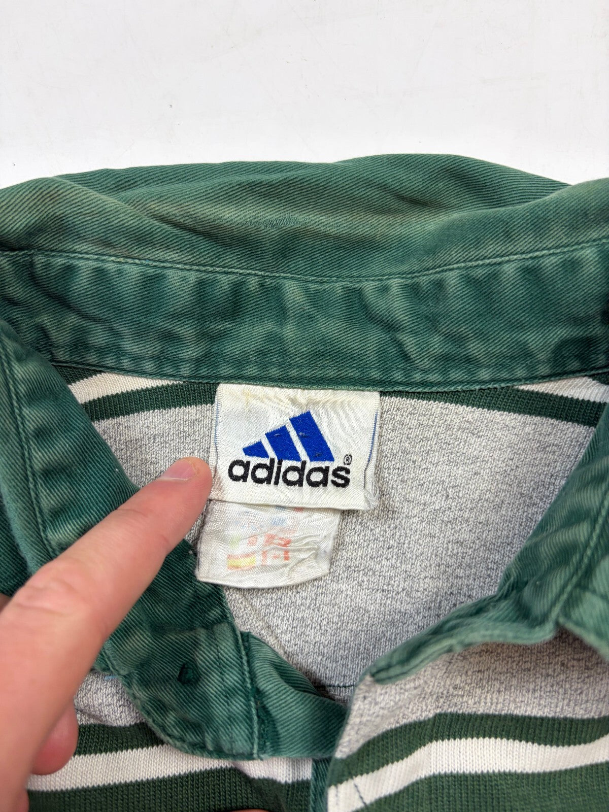 Vintage 90s adidas striped rugby polo shirt (L)