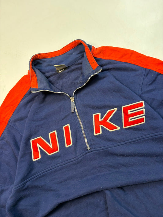 Vintage 90s Nike spell out quarter zip sweatshirt (L)