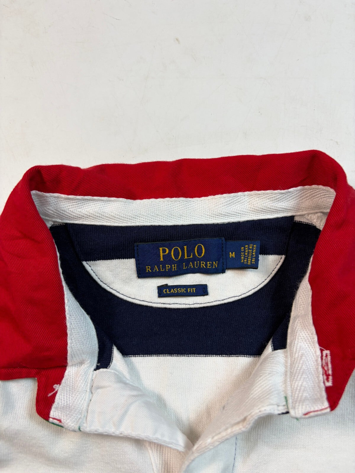 Ralph Lauren crest emblem striped rugby polo shirt (M)