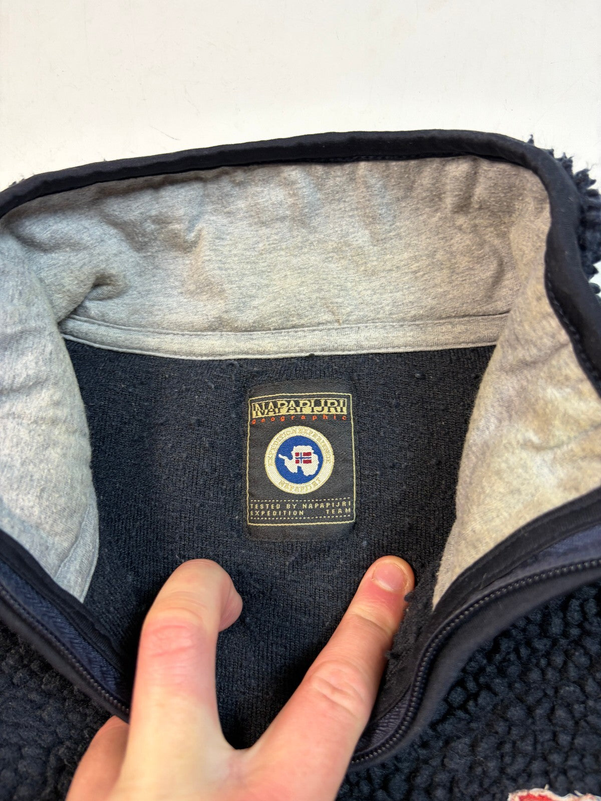 Vintage Napapijri deep pile sherpa quarter zip fleece (L)