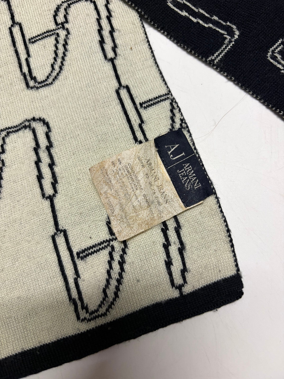 Vintage Y2K Armani Jeans wool monogram scarf
