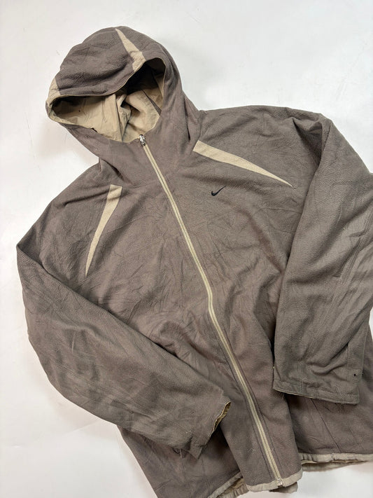 Vintage Y2K Nike reversible fleece hooded jacket (L)