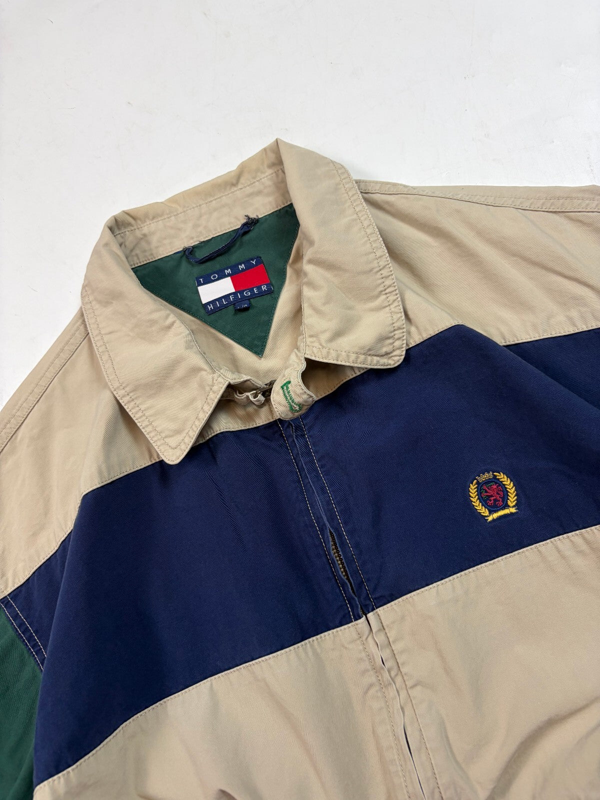 Vintage 90s Tommy Hilfiger striped harrington jacket (L)