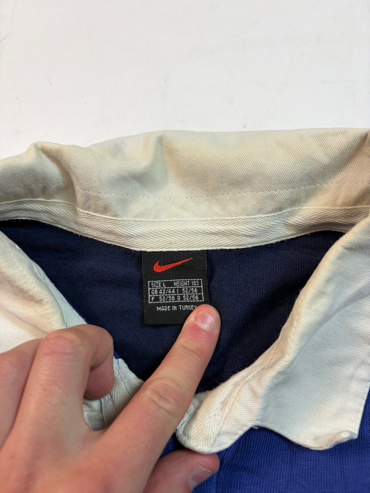 Vintage 90s Nike mini swoosh rugby polo shirt (L)