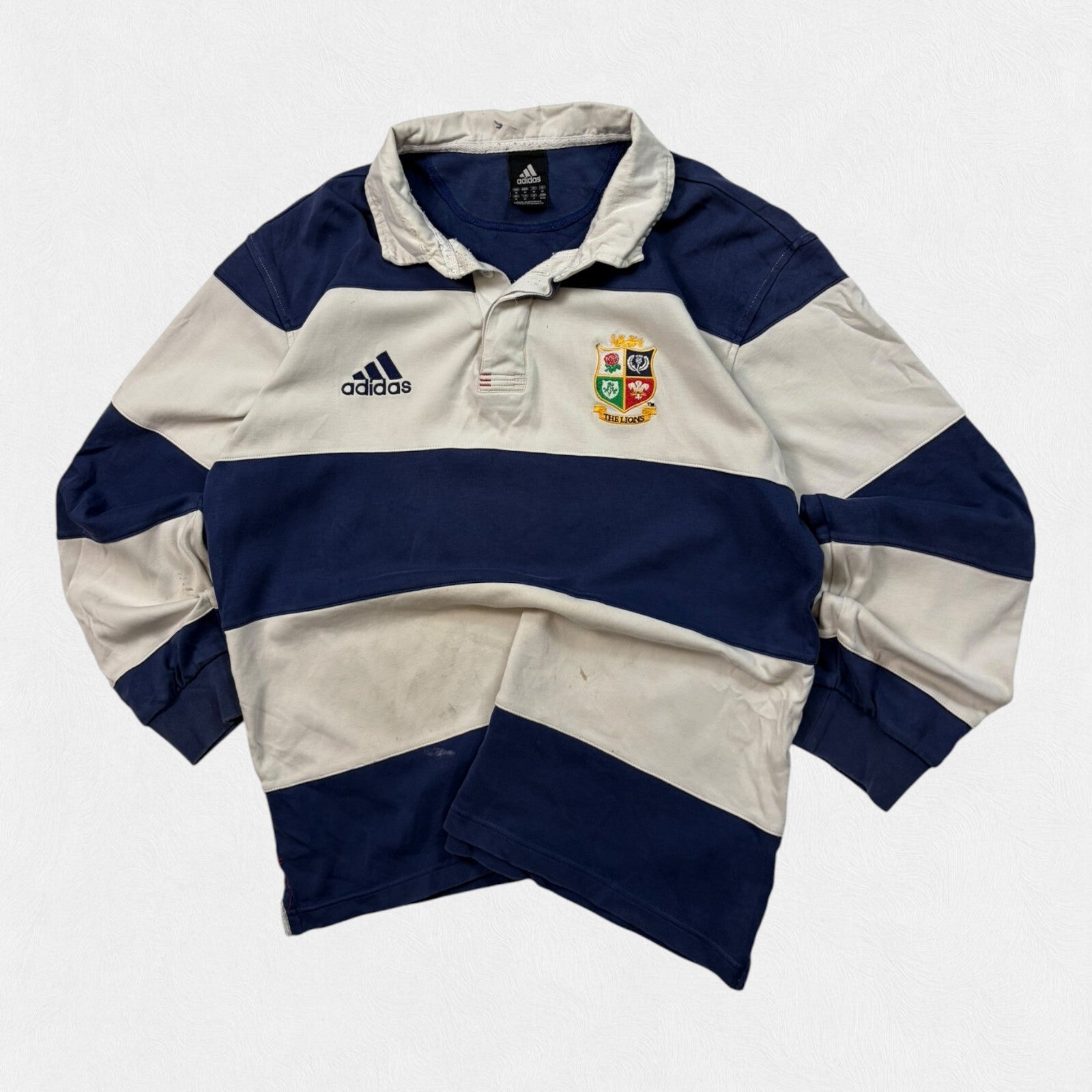Vintage British & Irish Lions 2005 Adidas striped rugby shirt (M)