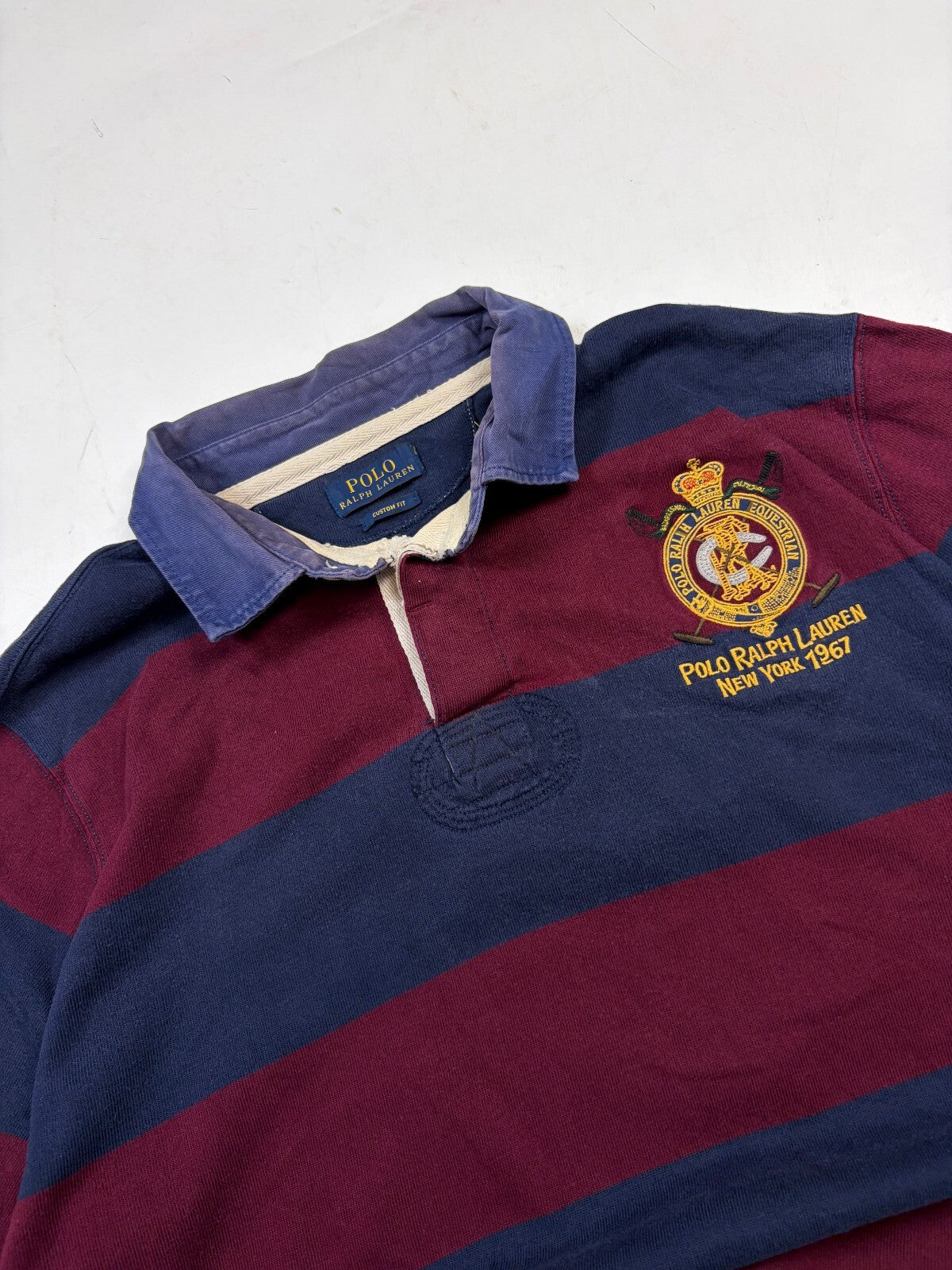 Ralph Lauren crest emblem striped rugby polo shirt (XL)