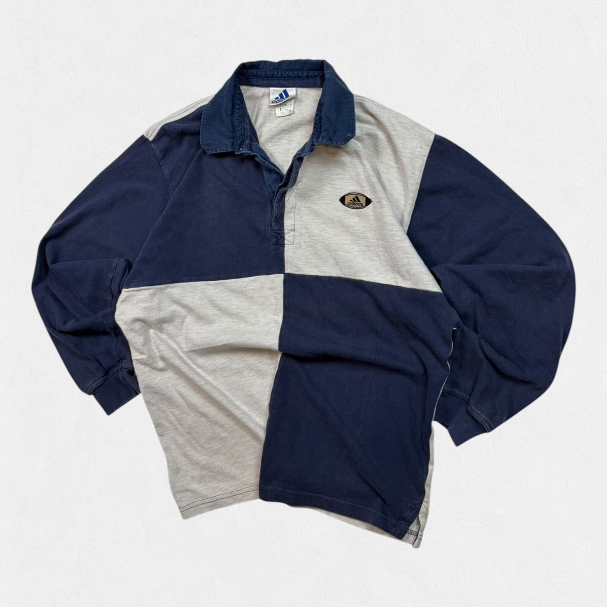 Vintage 90s adidas colour block rugby polo shirt (L)