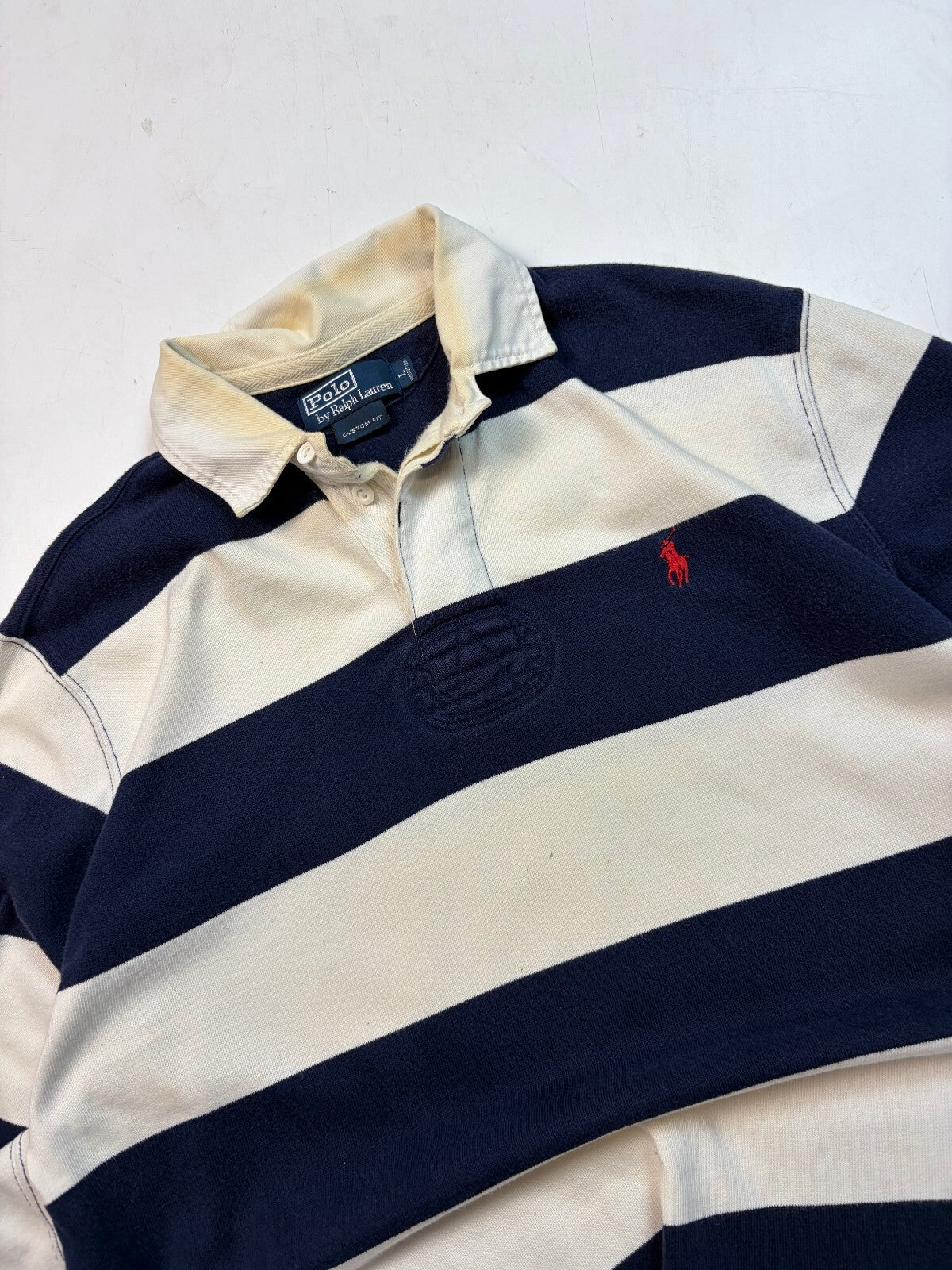 Vintage Ralph Lauren striped rugby polo shirt (L)