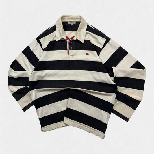 Vintage Burberry striped rugby polo shirt (XL)