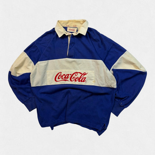 Vintage 90s Coca Cola rugby polo shirt (M)