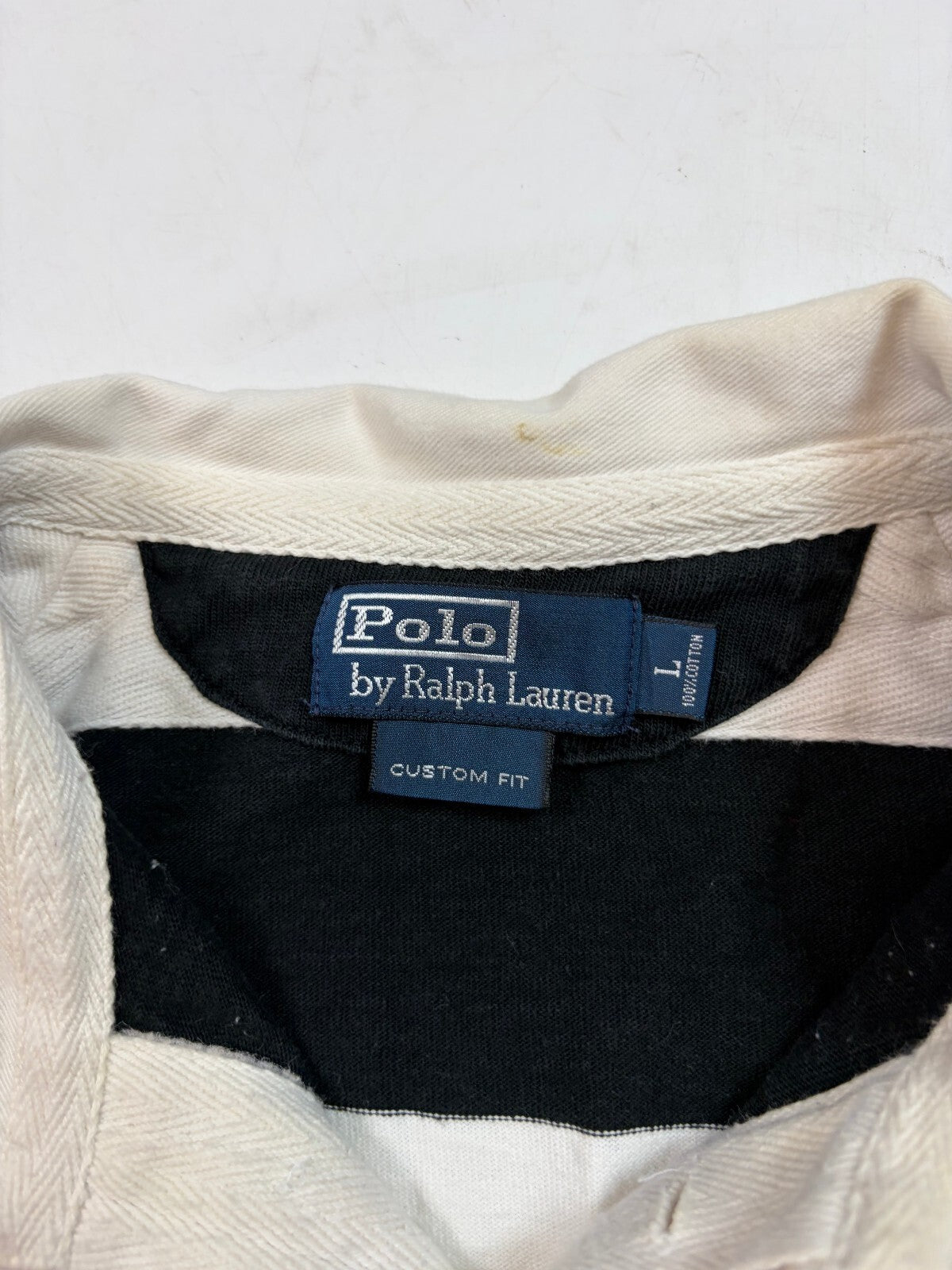 Vintage Ralph Lauren striped rugby polo shirt (L)