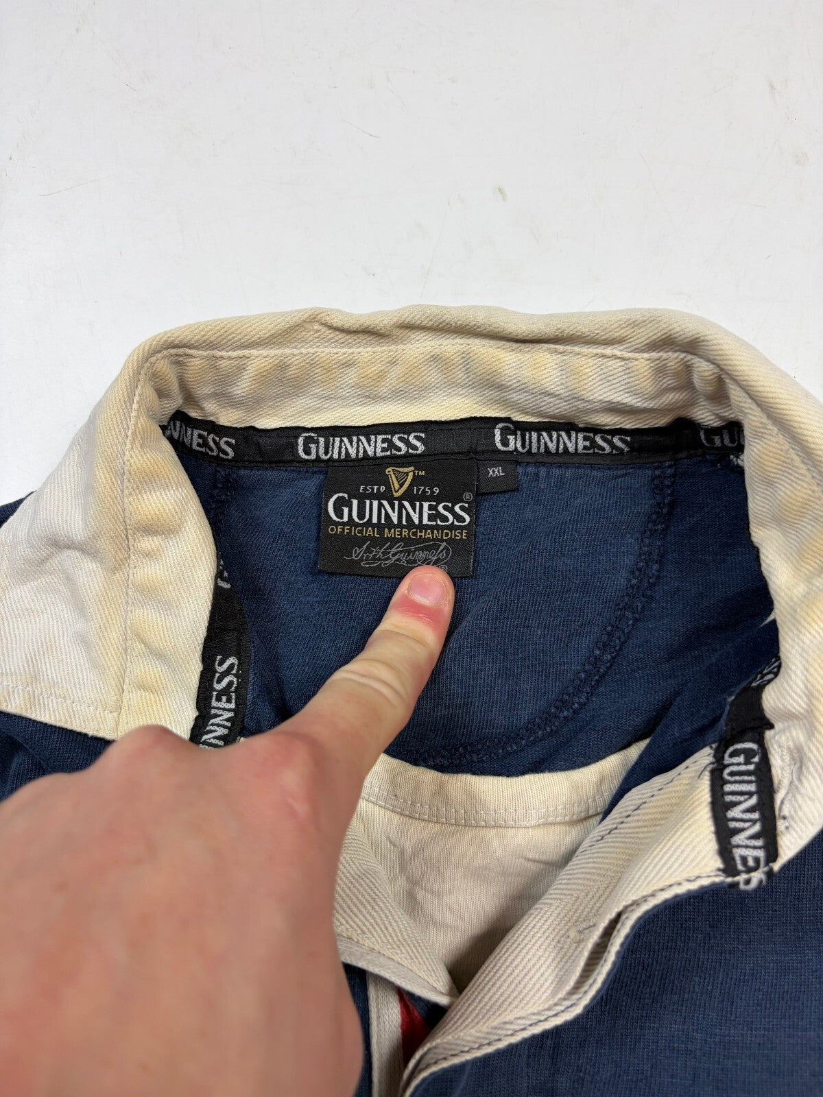 Vintage Guinness beer striped rugby polo shirt (XXL)