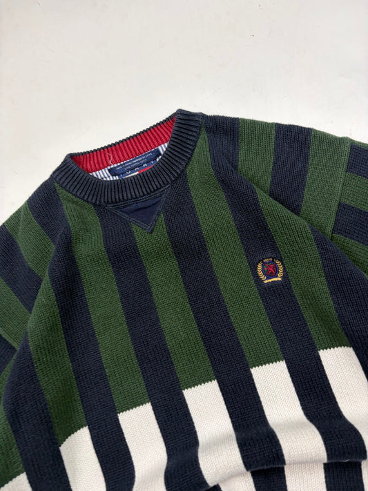 Vintage 90s Tommy Hilfiger striped knit sweater (M)