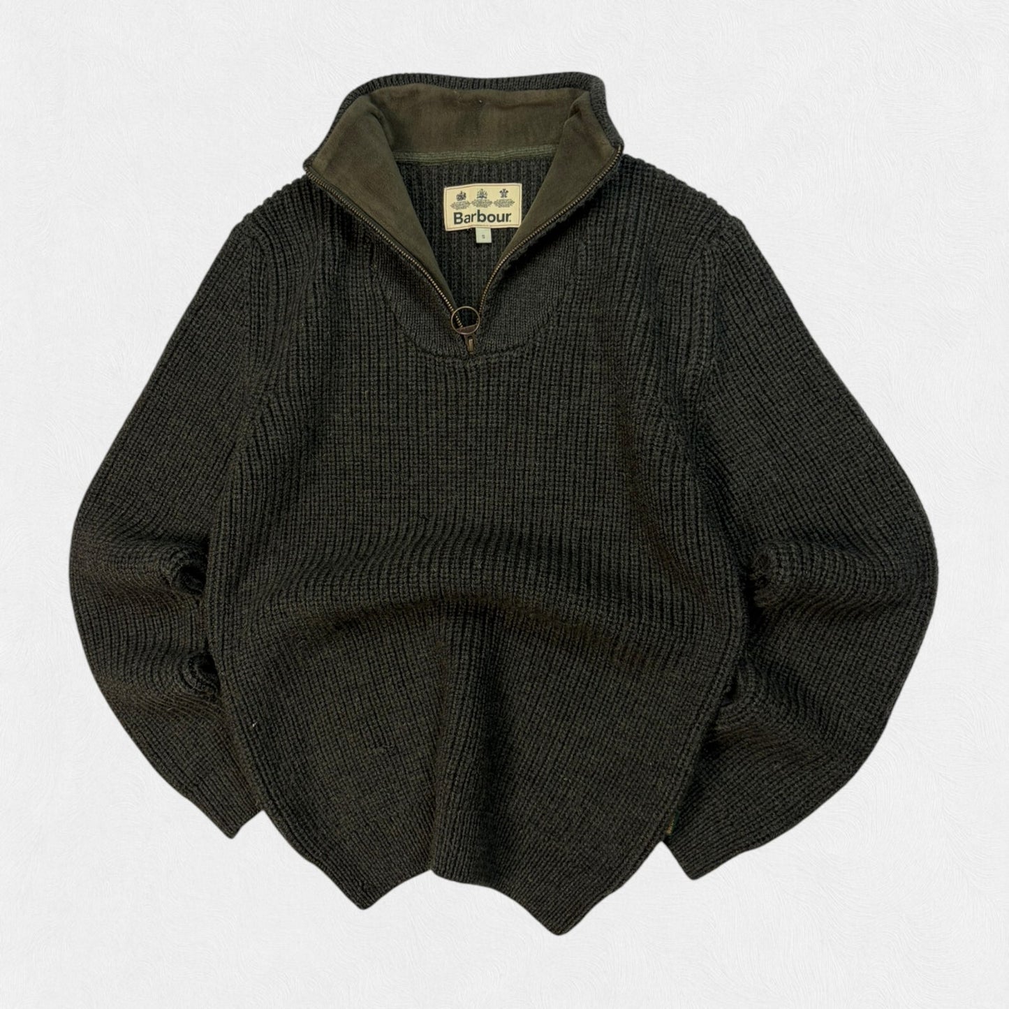 Barbour quarter zip fisherman knit sweater (S)