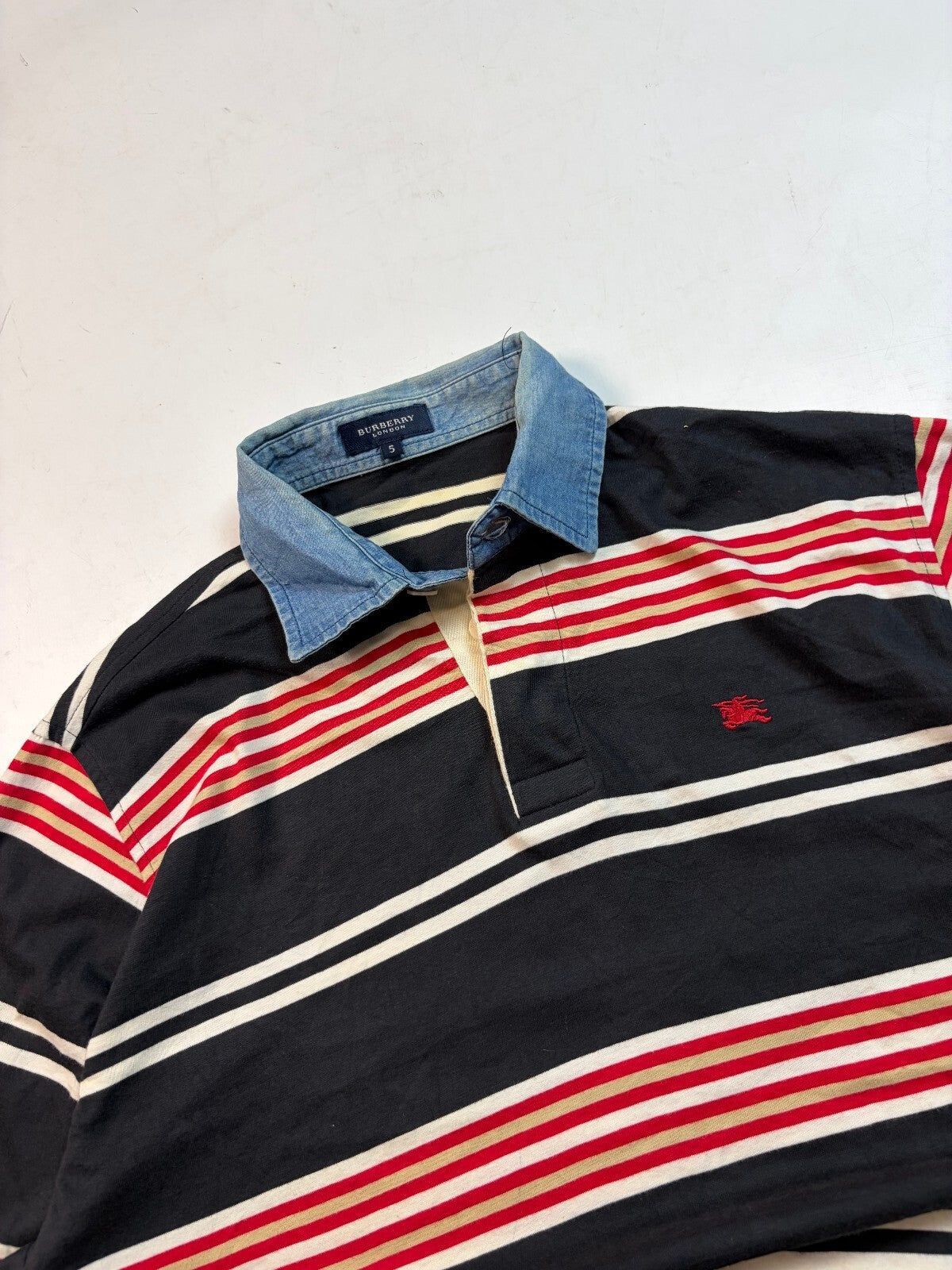 Vintage Y2K Burberry striped rugby polo shirt (M)
