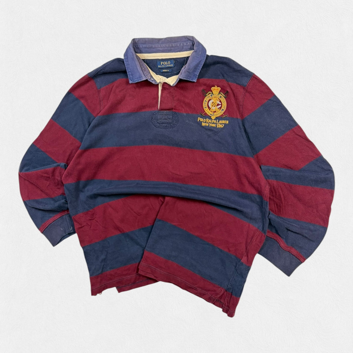 Ralph Lauren crest emblem striped rugby polo shirt (XL)