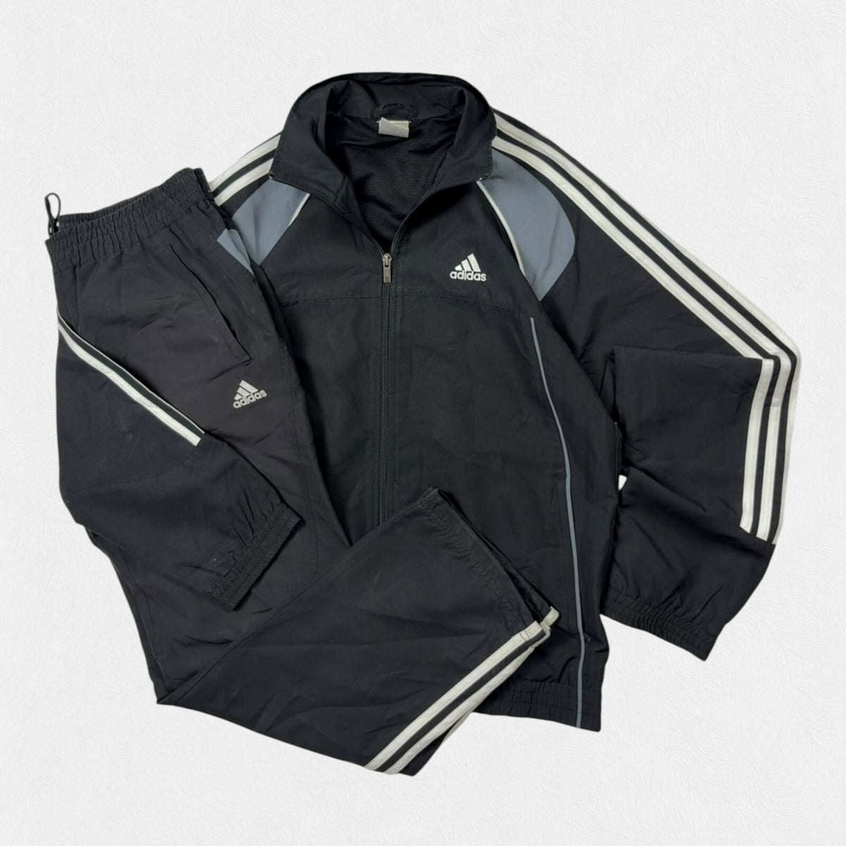 Vintage Y2K Adidas side stripe full tracksuit set (S)