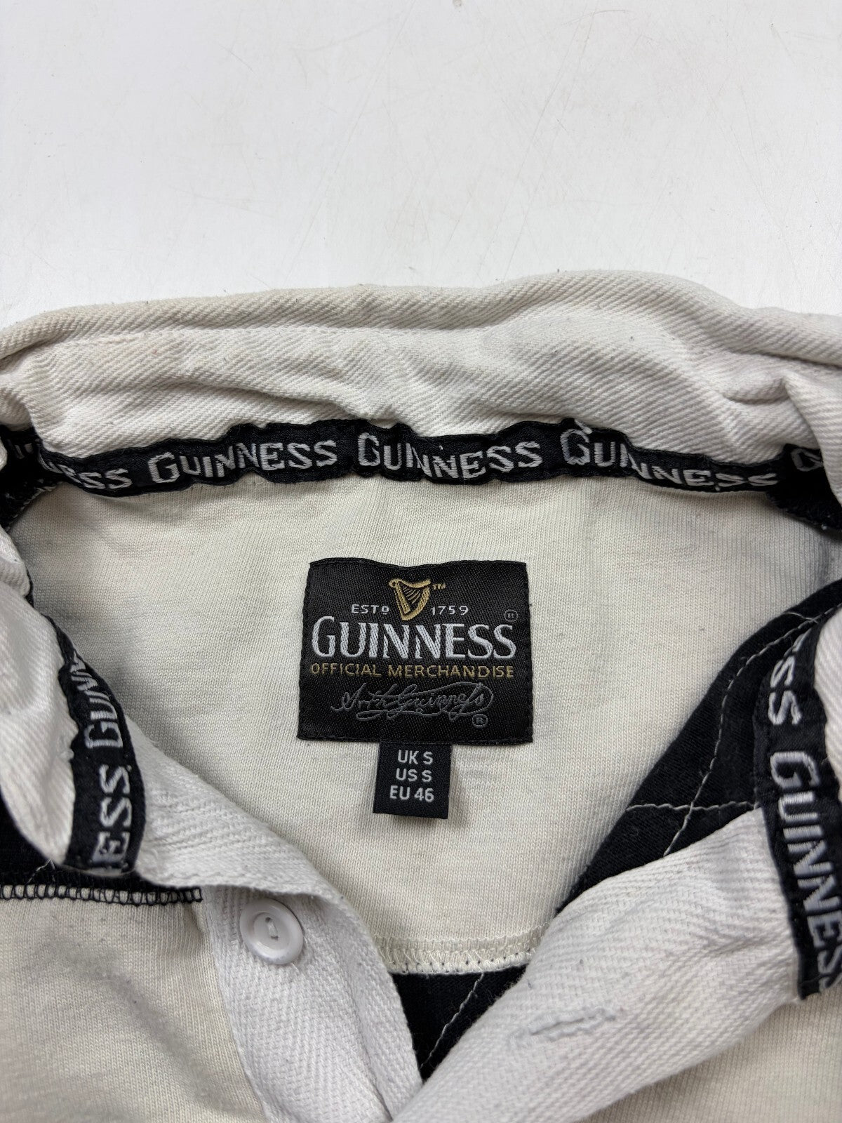 Vintage Guinness striped rugby polo shirt (S)