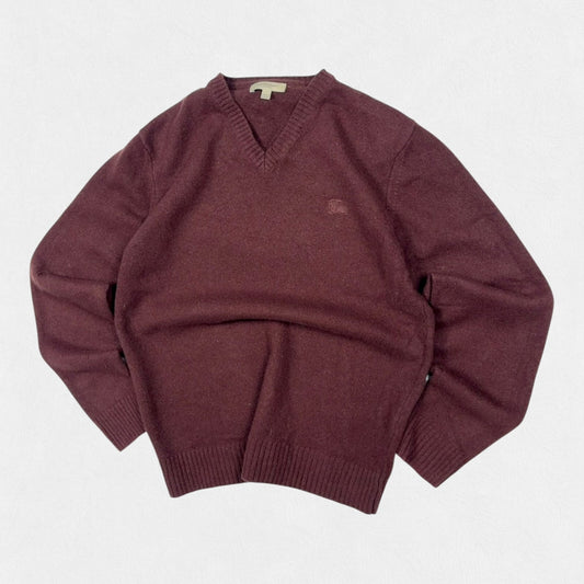 Burberry v neck wool knit sweater (S)