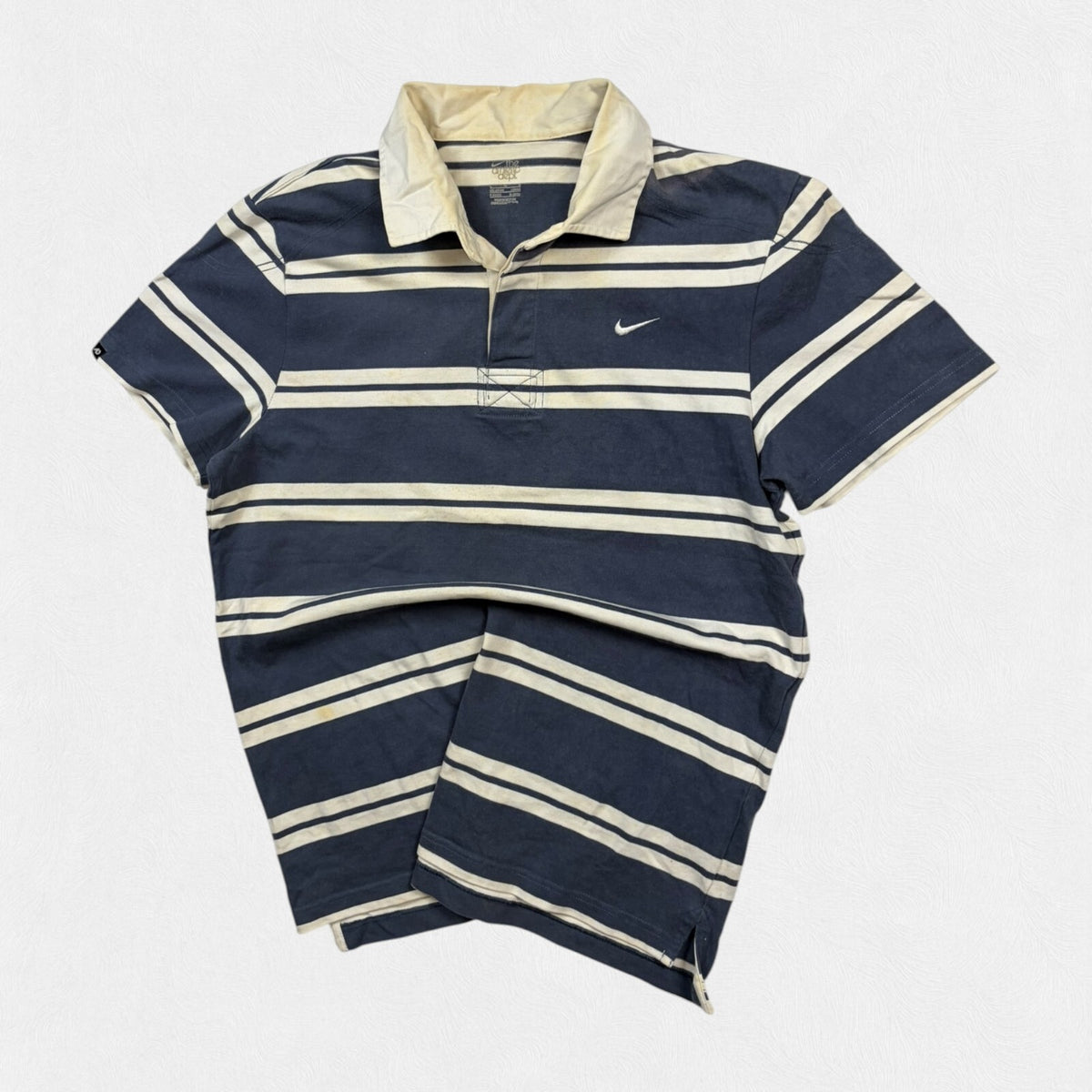 Vintage Y2K Nike striped short sleeve rugby polo shirt (L)